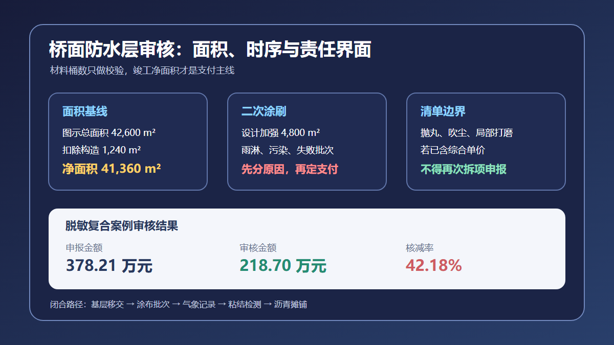 桥面防水层造价审核信息图