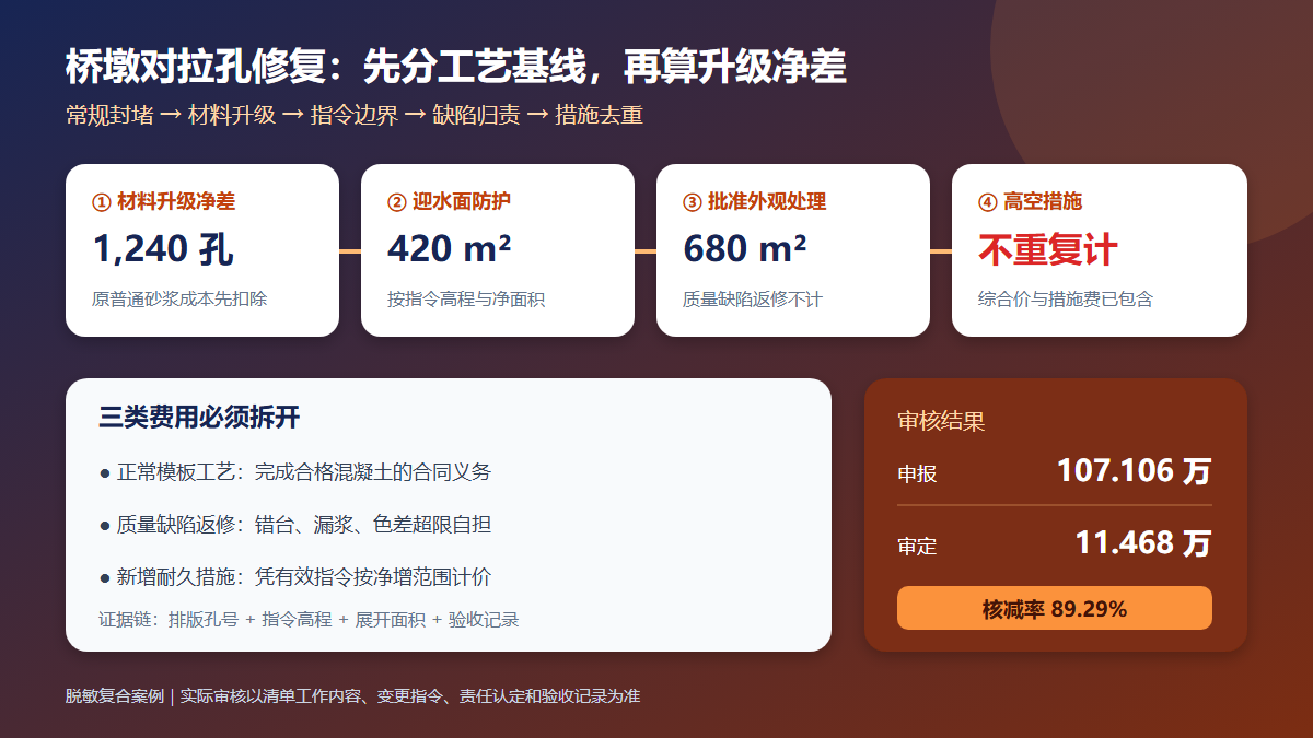 桥墩对拉螺杆孔及外观修复审核信息图