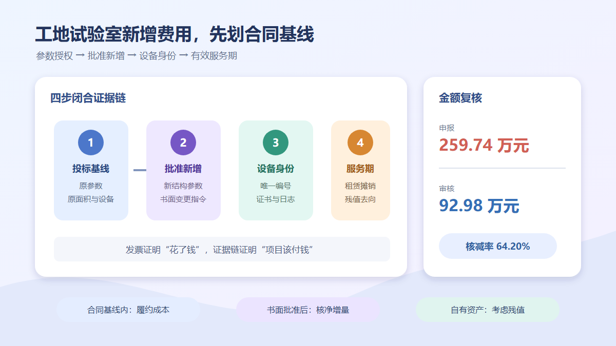 工地试验室授权与仪器费用造价审核信息图