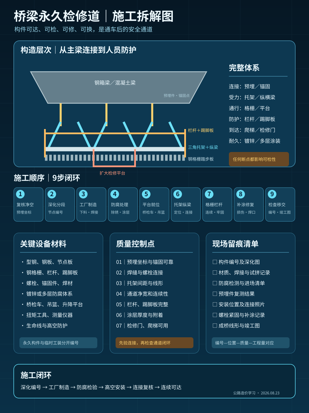 桥梁永久检修道施工拆解图