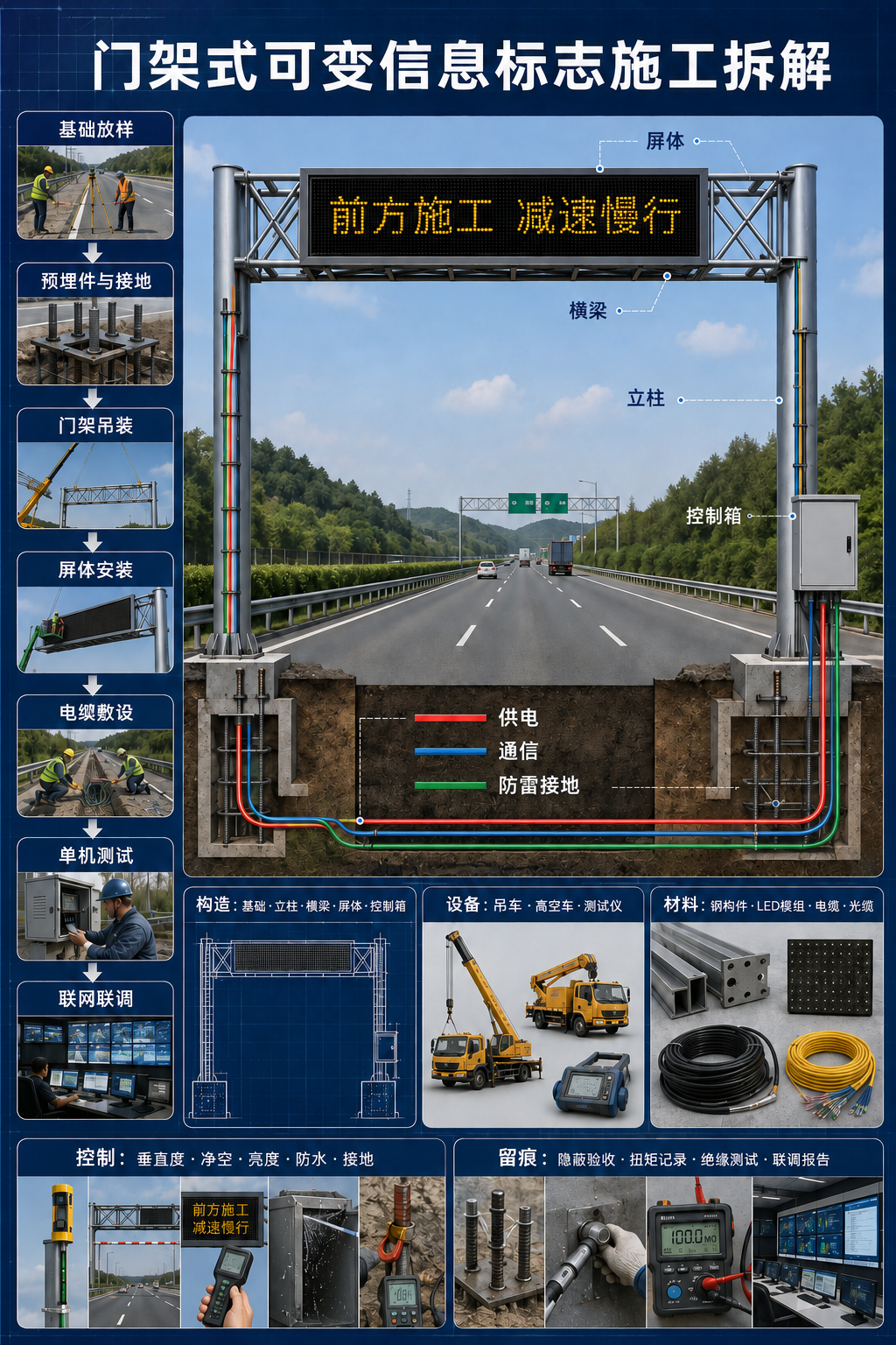 门架式可变信息标志施工拆解图